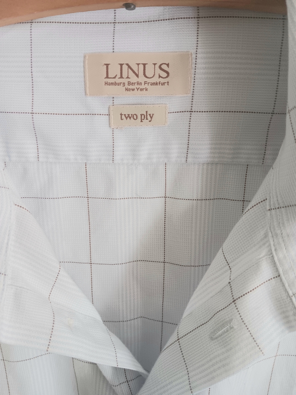 LINUS Hamburg Berlin Frankfurt New York Two Ply Men's White Windowpane Check XL - Picture 4 of 5